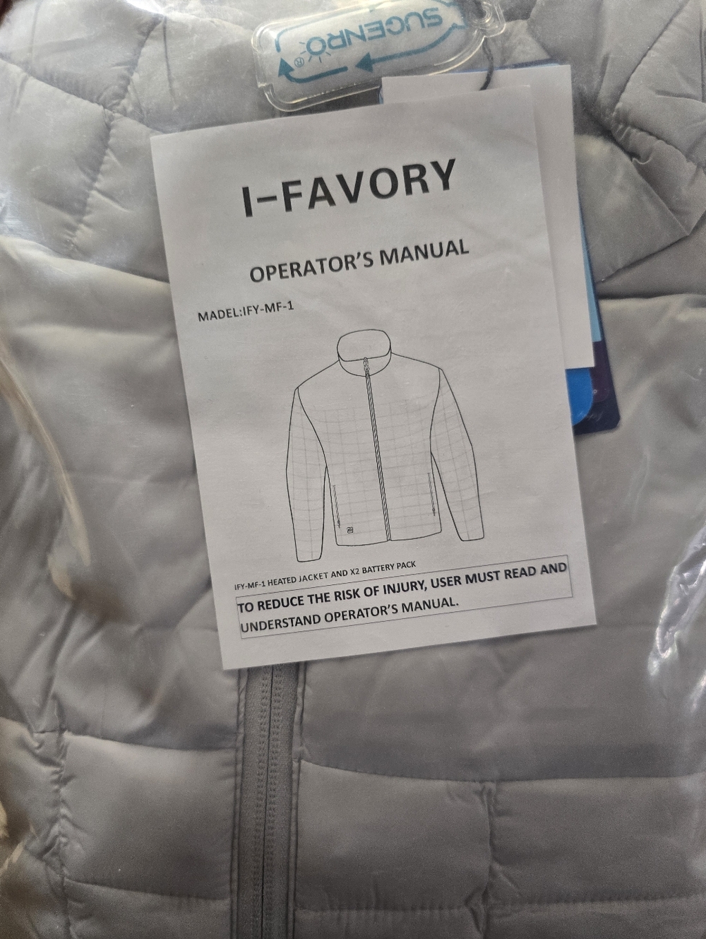 I-FAVORY Men's Heated Lightweight Jacket - Light Gray witj X2 Battery Pack